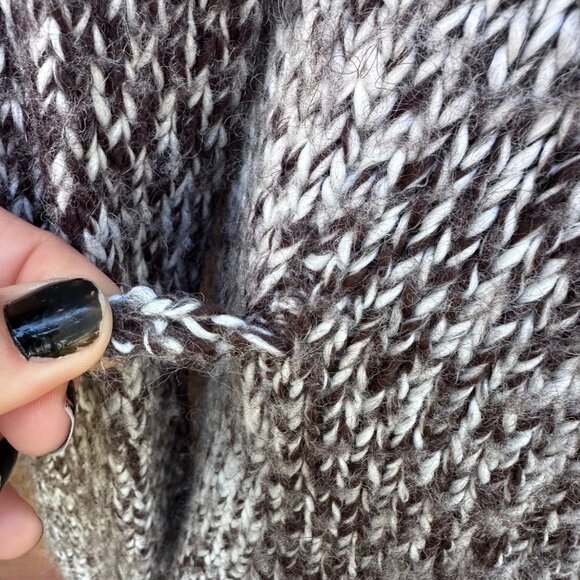 Cynthia Rowley Womens Open-Front Knit Cardigan Sweater S Brown/White Ombré Acryl - Picture 8 of 10